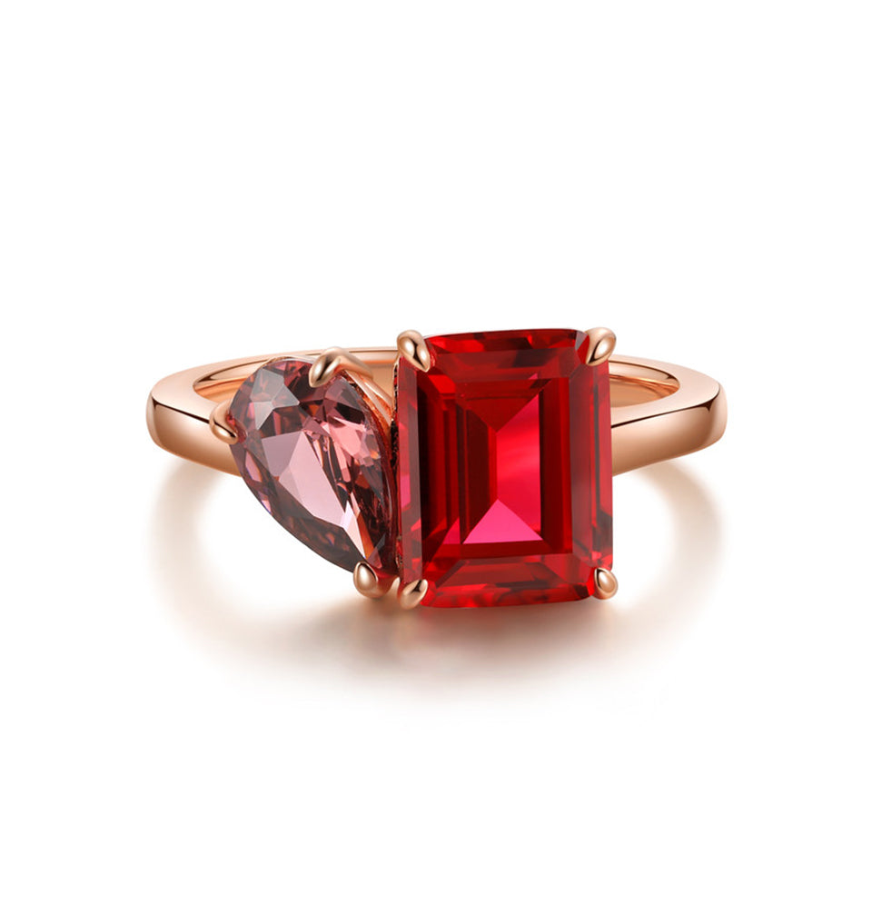 2.91CT Two Stone Lab Ruby Ring