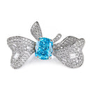 4CT Blue Cubic Zirconia Bowknot Ring