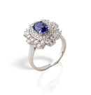 2CT Oval Shape Blue Ring