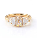 1CT Cushion Shape Moissanite Ring with lab side stones