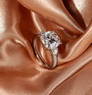 3.5CT Cushion Shape Moissanite Ring With Lab Side Stones