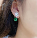 6CT Camellia Japonica Moissanite Drop Earrings