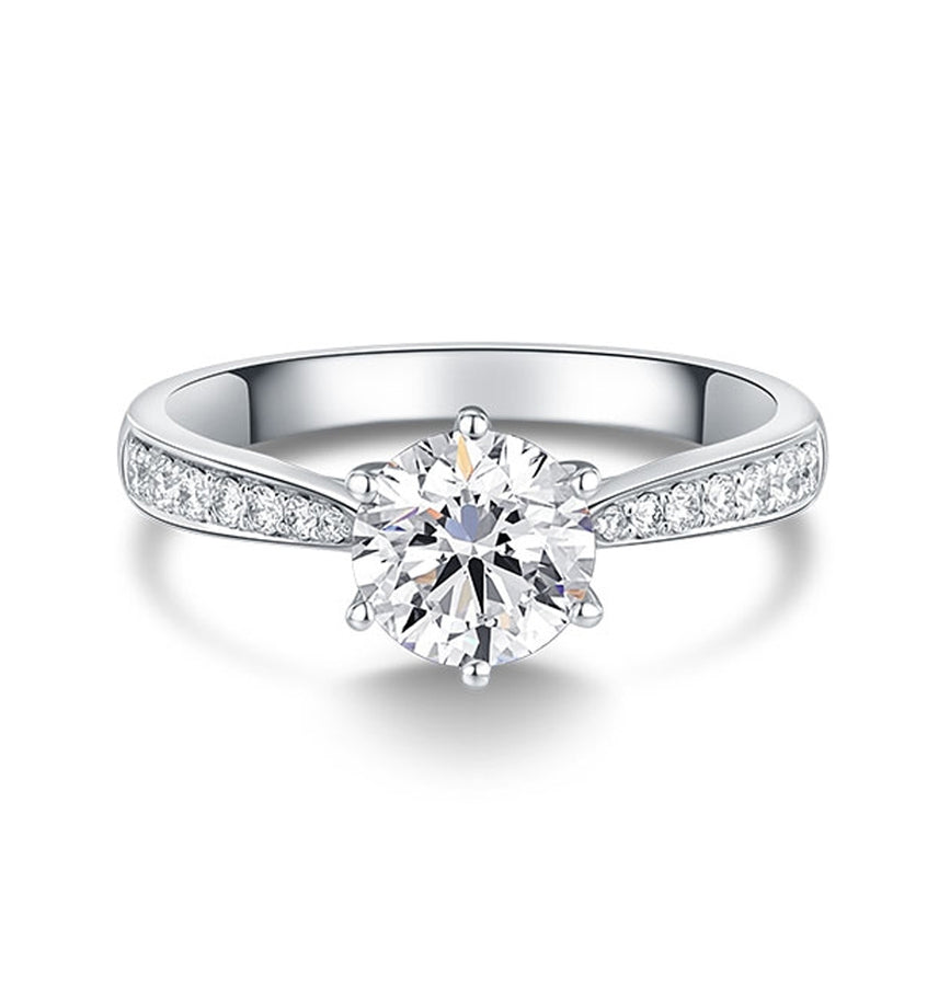 Six Claw Round Shape Moissanite Ring