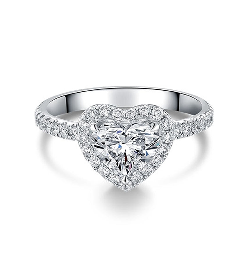 Halo Heart Shape Moissanite Ring