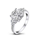 3.5CT Cushion Shape Moissanite Ring With Lab Side Stones
