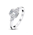 1CT Emerald Cut Moissanite Ring With Lab Side Stones