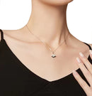 0.5CT Shell-Shape Moissanite Pendant With Lab Side Stone Necklace