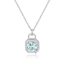 1CT Lock-shaped Blue Moissanite Necklace