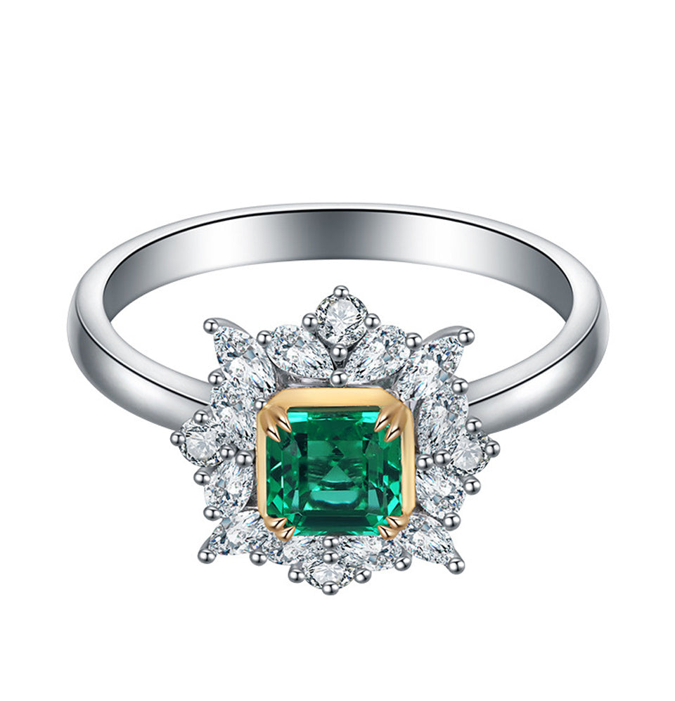 2CT Lab Emerald Asscher Cut Ring