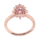 2CT Oval Shape Pink Moissanite Ring With Lab Side Stones