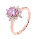 2CT Oval Shape Pink Moissanite Ring With Lab Side Stones