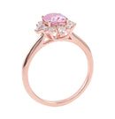 2CT Oval Shape Pink Moissanite Ring With Lab Side Stones