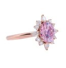 2CT Oval Shape Pink Moissanite Ring With Lab Side Stones