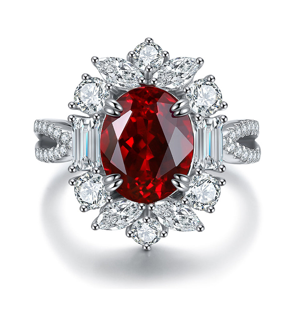4CT Oval Shape Lab-grown ruby ring