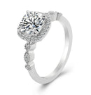 2CT Cushion Shape Moissanite Ring With Lab Side Stones